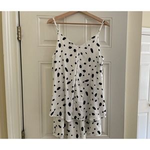 Promesa Women's Romper/Short White, Black Spaghetti Adjust Straps Size Small